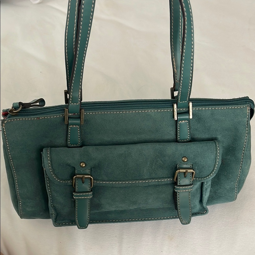 Mondani New York , Green Shoulder Bag with Textured Finish and Structured Design